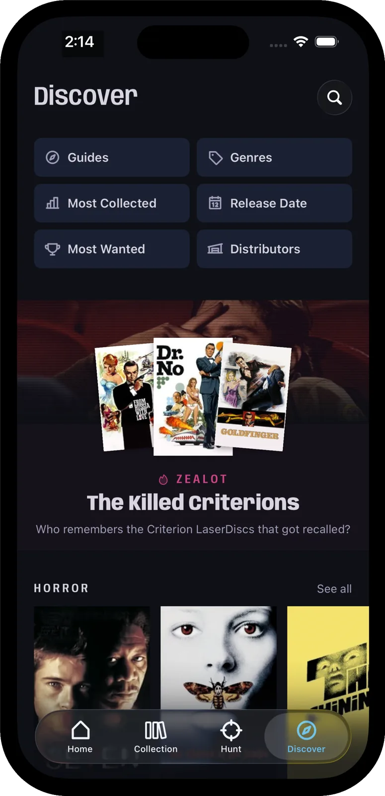The Rewind discover feed with a featured collection.